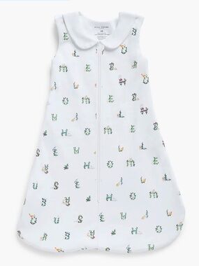Hill House Alphabet Print Sleeveless Collared Organic Cotton Sleep Sack 6-12mo